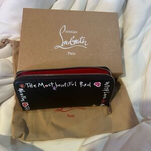 Christian Louboutin Black Panettone Wallet with Colorful Text